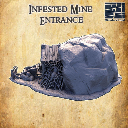 Infested Mine Entrance - Tabletop Terrain - 28 MM, Tabletop 3D Printed Terrain by MiniatureLand, Perfect for Wargaming and RPGs