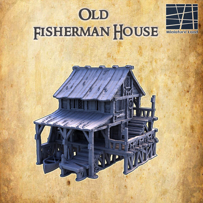Old Fisherman House - Tabletop Terrain - 28 MM, Tabletop 3D Printed Terrain by MiniatureLand, Perfect for Wargaming and RPGs