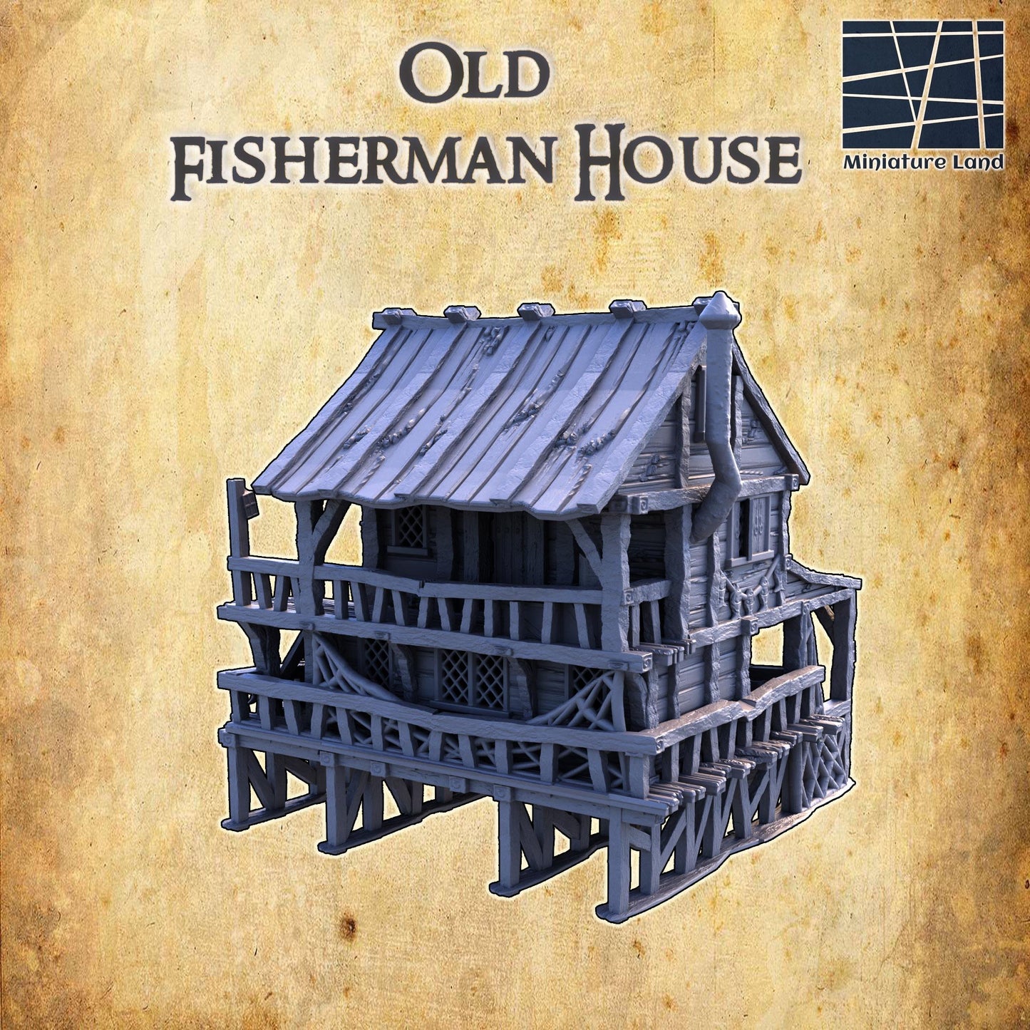 Old Fisherman House - Tabletop Terrain - 28 MM, Tabletop 3D Printed Terrain by MiniatureLand, Perfect for Wargaming and RPGs