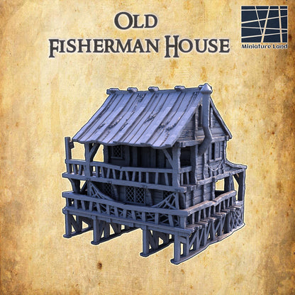 Old Fisherman House - Tabletop Terrain - 28 MM, Tabletop 3D Printed Terrain by MiniatureLand, Perfect for Wargaming and RPGs
