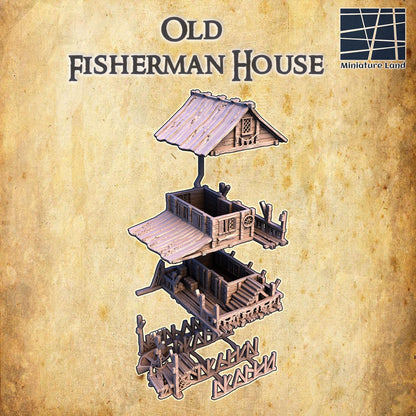 Old Fisherman House - Tabletop Terrain - 28 MM, Tabletop 3D Printed Terrain by MiniatureLand, Perfect for Wargaming and RPGs