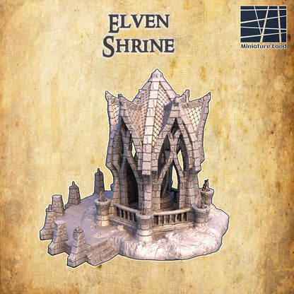 Elven Shrine - Tabletop Terrain - 28 MM, Tabletop 3D Printed Terrain by MiniatureLand, Perfect for Wargaming and RPGs