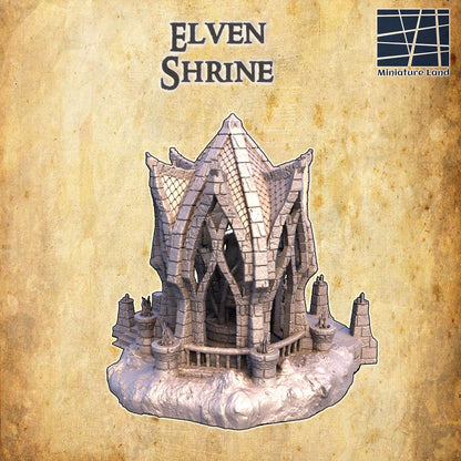Elven Shrine - Tabletop Terrain - 28 MM, Tabletop 3D Printed Terrain by MiniatureLand, Perfect for Wargaming and RPGs