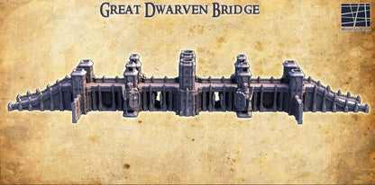 Great Dwarven Bridge - Tabletop Terrain - 28 MM, Tabletop 3D Printed Terrain by MiniatureLand, Perfect for Wargaming and RPGs