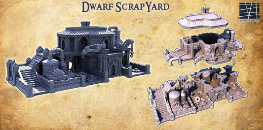 Dwarf Scrapyard - Tabletop Terrain - 28 MM, Tabletop 3D Printed Terrain by MiniatureLand, Perfect for Wargaming and RPGs