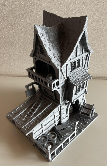 Medieval Cobbler House - Tabletop Terrain - 28 MM, Tabletop 3D Printed Terrain by MiniatureLand, Perfect for Wargaming and RPGs