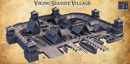 Viking Seaside Village - Tabletop Terrain - 28 MM, Tabletop 3D Printed Terrain by MiniatureLand, Perfect for Wargaming and RPGs