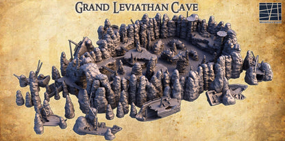 Grand Leviathan Cave - Tabletop Terrain - 28 MM, Tabletop 3D Printed Terrain by MiniatureLand, Perfect for Wargaming and RPGs