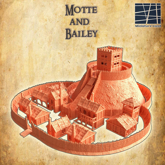 Modular Motte and Bailey - Tabletop Terrain - 28 MM, Tabletop 3D Printed Terrain by MiniatureLand, Perfect for Wargaming and RPGs