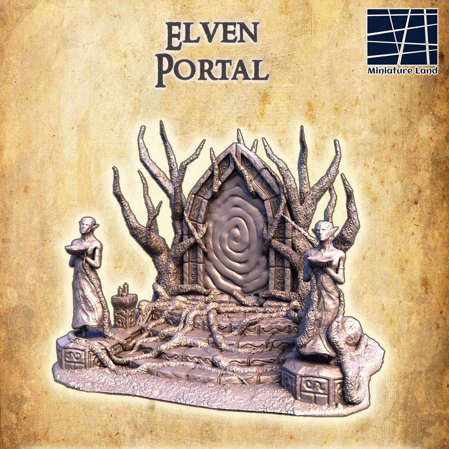 Elven Portal - Tabletop Terrain - 28 MM, Tabletop 3D Printed Terrain by MiniatureLand, Perfect for Wargaming and RPGs