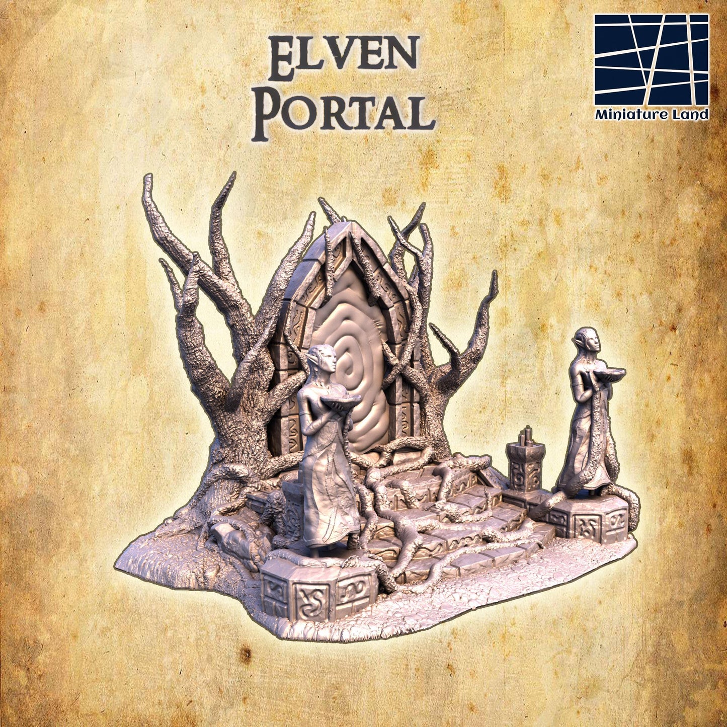 Elven Portal - Tabletop Terrain - 28 MM, Tabletop 3D Printed Terrain by MiniatureLand, Perfect for Wargaming and RPGs