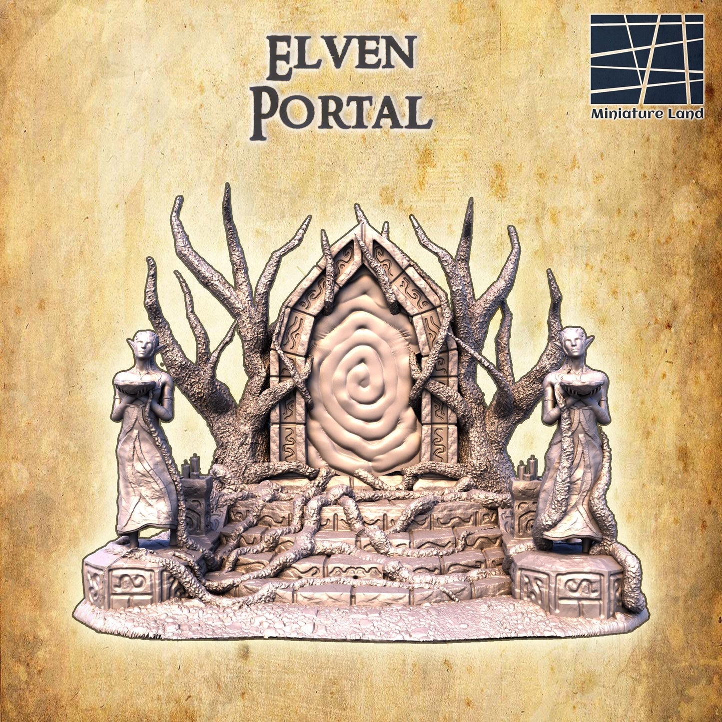Elven Portal - Tabletop Terrain - 28 MM, Tabletop 3D Printed Terrain by MiniatureLand, Perfect for Wargaming and RPGs