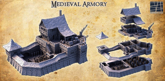 Medieval Armory - Tabletop Terrain - 28 MM, Tabletop 3D Printed Terrain by MiniatureLand, Perfect for Wargaming and RPGs