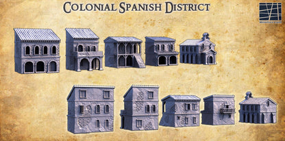 Colonial Spanish District - Tabletop Terrain - 28 MM, Tabletop 3D Printed Terrain by MiniatureLand, Perfect for Wargaming and RPGs