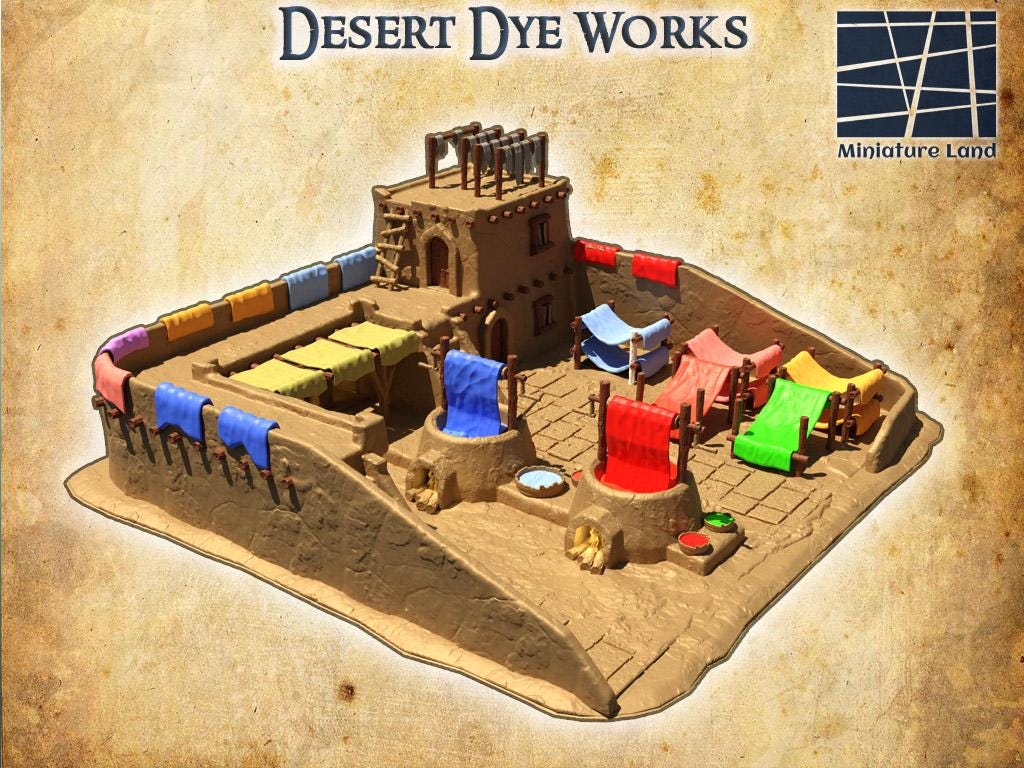Desert Dye Works - Tabletop Terrain - 28 MM Tabletop 3D Printed Terrain by MiniatureLand, Perfect for Wargaming and RPGs