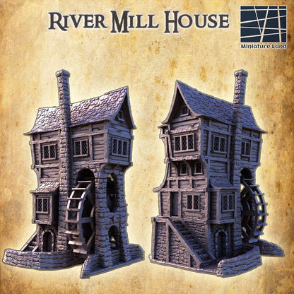 River Mill House - Tabletop Terrain - 28 MM, Tabletop 3D Printed Terrain by MiniatureLand, Perfect for Wargaming and RPGs