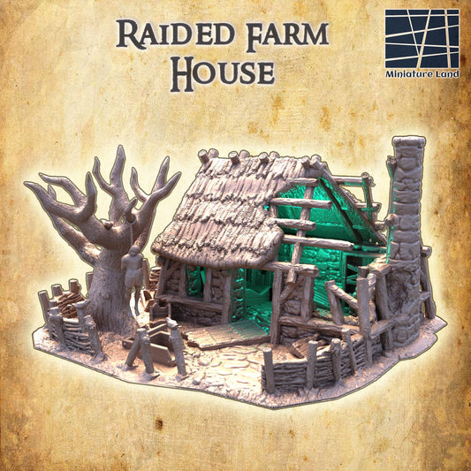 Raided Farm House - Tabletop Terrain - 28 MM, Tabletop 3D Printed Terrain by MiniatureLand, Perfect for Wargaming and RPGs