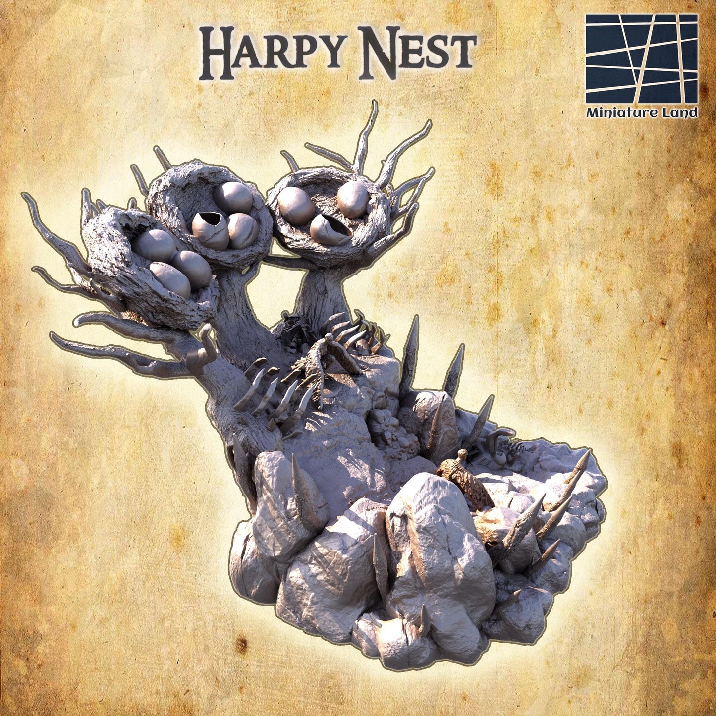 Cliff Harpy Nest- Tabletop Terrain - 28 MM, Tabletop 3D Printed Terrain by MiniatureLand, Perfect for Wargaming and RPGs