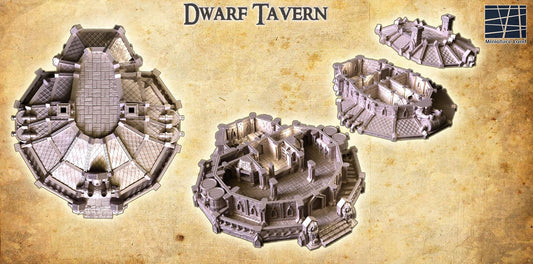 Dwarf Tavern - Tabletop Terrain - 28 MM, Tabletop 3D Printed Terrain by MiniatureLand, Perfect for Wargaming and RPGs