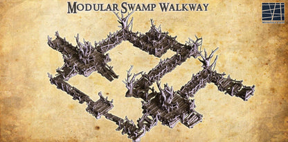 Modular Swamp Walkway - Tabletop Terrain - 28 MM, Tabletop 3D Printed Terrain by MiniatureLand, Perfect for Wargaming and RPGs