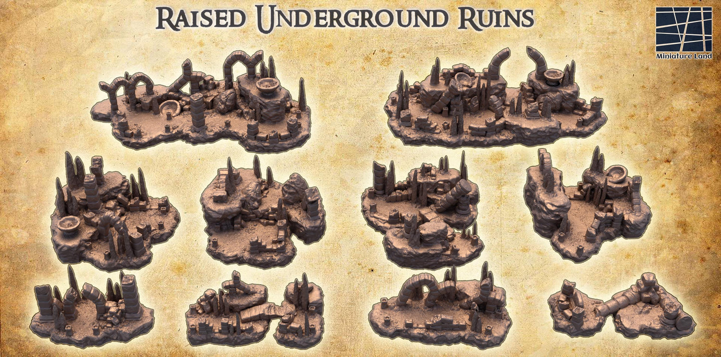 Raised Underground Ruins - Tabletop Terrain - 28 MM, Tabletop 3D Printed Terrain by MiniatureLand, Perfect for Wargaming and RPGs