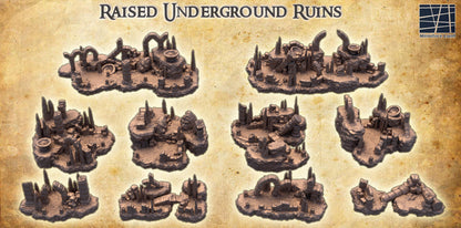 Raised Underground Ruins - Tabletop Terrain - 28 MM, Tabletop 3D Printed Terrain by MiniatureLand, Perfect for Wargaming and RPGs