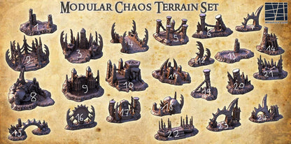 Modular Chaos Terrain Set - Tabletop Terrain - 28 MM, Tabletop 3D Printed Terrain by MiniatureLand, Perfect for Wargaming and RPGs
