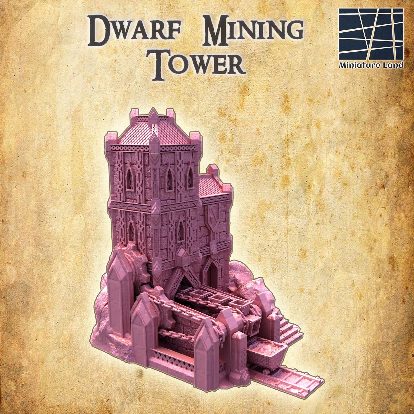 Dwarf Mining Tower - Tabletop Terrain - 28 MM, Tabletop 3D Printed Terrain by MiniatureLand, Perfect for Wargaming and RPGs