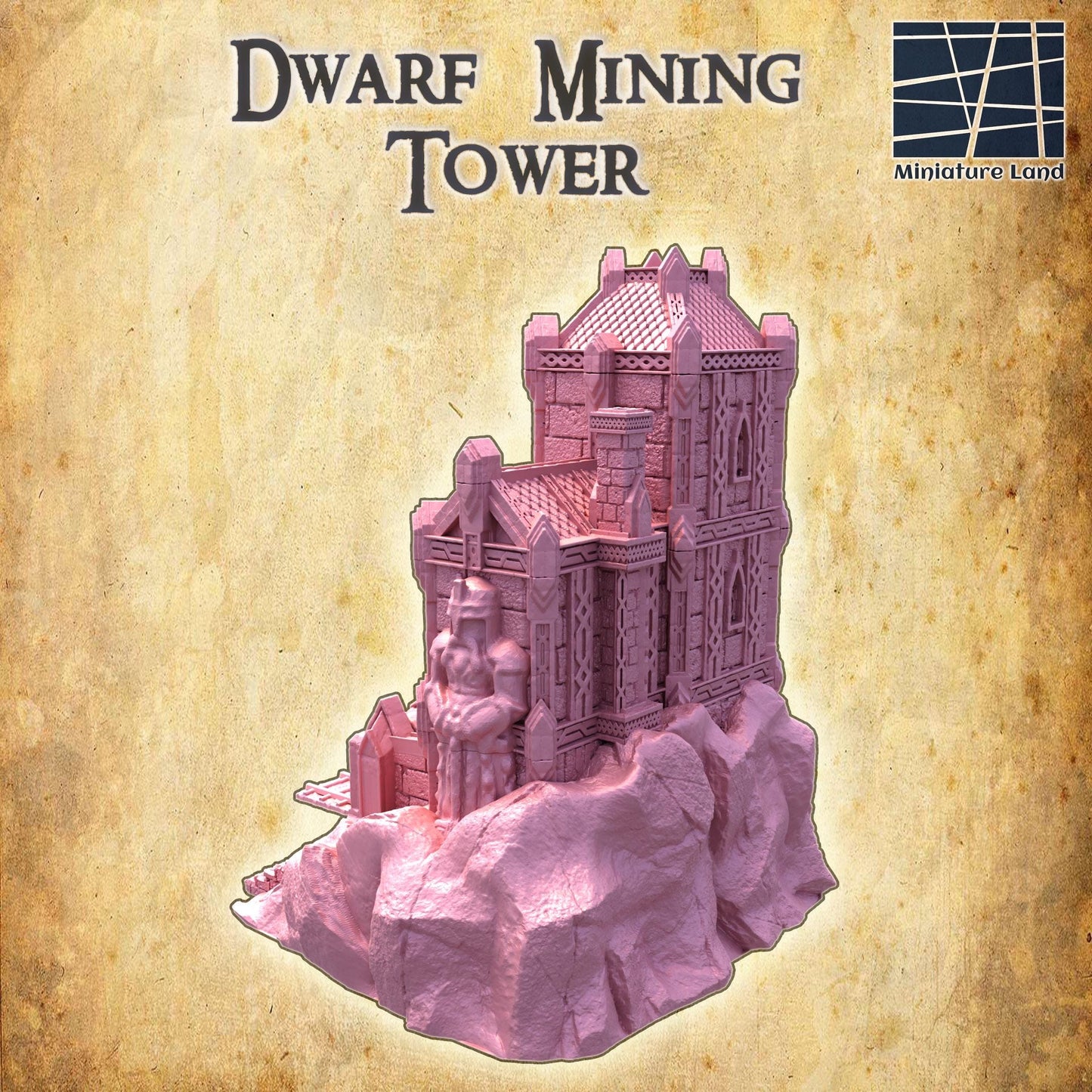 Dwarf Mining Tower - Tabletop Terrain - 28 MM, Tabletop 3D Printed Terrain by MiniatureLand, Perfect for Wargaming and RPGs