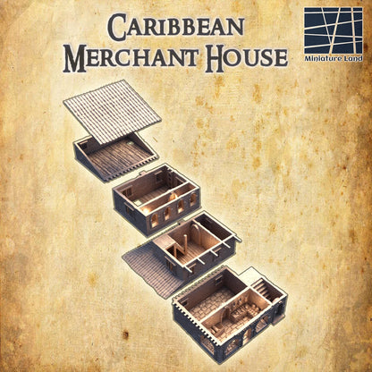 Caribbean Market House - Tabletop Terrain - 28 MM Tabletop 3D Printed Terrain by MiniatureLand, Perfect for Wargaming and RPGs