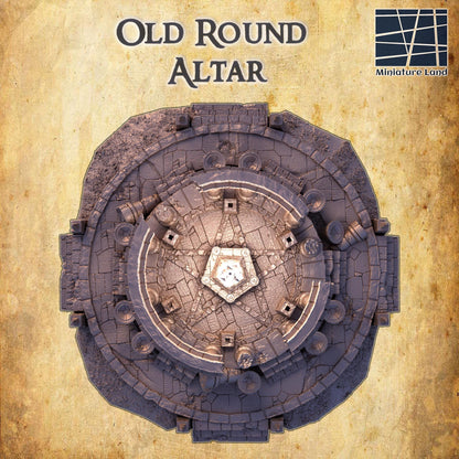 Old Round Altar - Tabletop Terrain - 28 MM, Tabletop 3D Printed Terrain by MiniatureLand, Perfect for Wargaming and RPGs