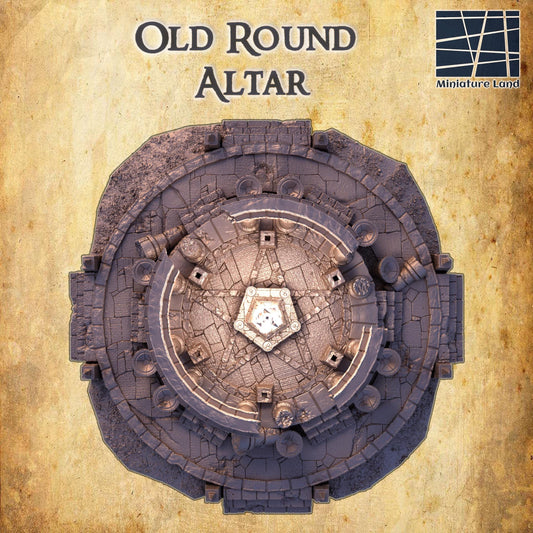 Old Round Altar - Tabletop Terrain - 28 MM, Tabletop 3D Printed Terrain by MiniatureLand, Perfect for Wargaming and RPGs