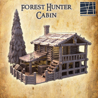 Forest Hunter Cabin - Tabletop Terrain - 28 MM, Tabletop 3D Printed Terrain by MiniatureLand, Perfect for Wargaming and RPGs