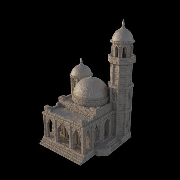 Small Desert Mosque - Tabletop Terrain - 28 MM Tabletop 3D Printed Terrain by MiniatureLand, Perfect for Wargaming and RPGs