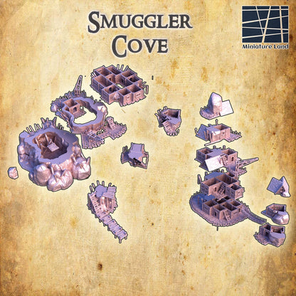 Smuggler Cove - Tabletop Terrain - 28 MM, Tabletop 3D Printed Terrain by MiniatureLand, Perfect for Wargaming and RPGs