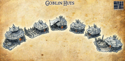 Goblin Huts - Tabletop Terrain - 28 MM, Tabletop 3D Printed Terrain by MiniatureLand, Perfect for Wargaming and RPGs
