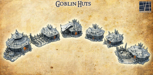 Goblin Huts - Tabletop Terrain - 28 MM, Tabletop 3D Printed Terrain by MiniatureLand, Perfect for Wargaming and RPGs