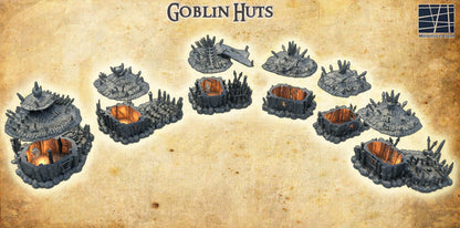 Goblin Huts - Tabletop Terrain - 28 MM, Tabletop 3D Printed Terrain by MiniatureLand, Perfect for Wargaming and RPGs