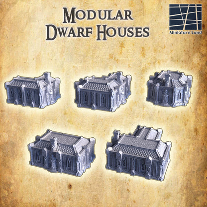 Dwarf Houses - Tabletop Terrain - 28 MM, Tabletop 3D Printed Terrain by MiniatureLand, Perfect for Wargaming and RPGs