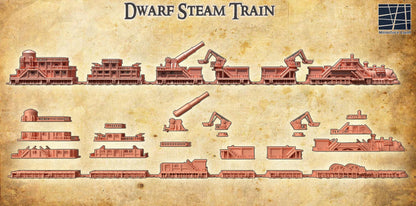 Dwarf Steam Train - Tabletop Terrain - 28 MM, Tabletop 3D Printed Terrain by MiniatureLand, Perfect for Wargaming and RPGs