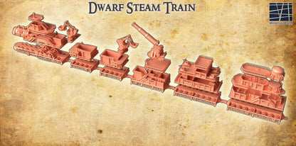 Dwarf Steam Train - Tabletop Terrain - 28 MM, Tabletop 3D Printed Terrain by MiniatureLand, Perfect for Wargaming and RPGs