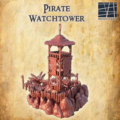 Pirate Watchtower - Tabletop Terrain - 28 MM, Tabletop 3D Printed Terrain by MiniatureLand, Perfect for Wargaming and RPGs