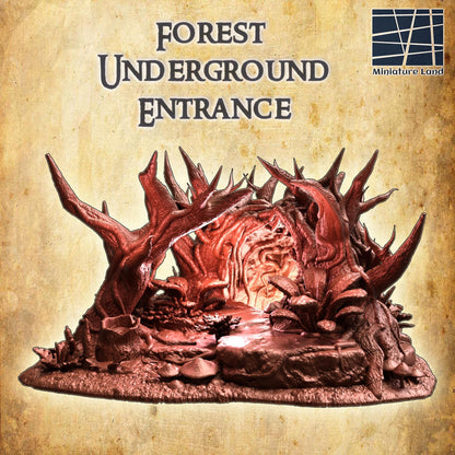 Forest Underground Entrance - Tabletop Terrain - 28 MM, Tabletop 3D Printed Terrain by MiniatureLand, Perfect for Wargaming and RPGs