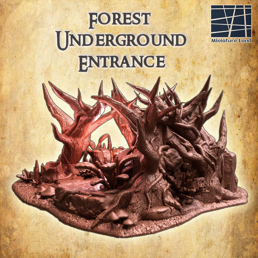 Forest Underground Entrance - Tabletop Terrain - 28 MM, Tabletop 3D Printed Terrain by MiniatureLand, Perfect for Wargaming and RPGs