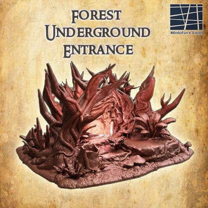 Forest Underground Entrance - Tabletop Terrain - 28 MM, Tabletop 3D Printed Terrain by MiniatureLand, Perfect for Wargaming and RPGs