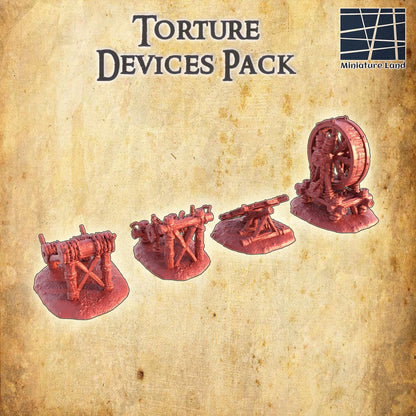 Torture Devices Pack - Tabletop Terrain - 28 MM, Tabletop 3D Printed Terrain by MiniatureLand, Perfect for Wargaming and RPGs