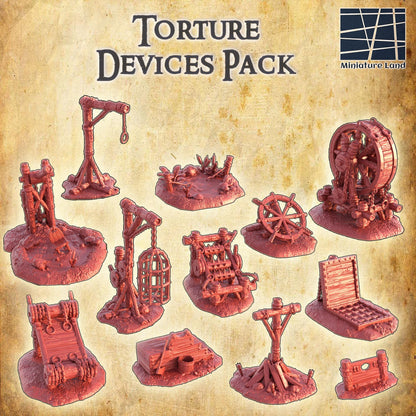 Torture Devices Pack - Tabletop Terrain - 28 MM, Tabletop 3D Printed Terrain by MiniatureLand, Perfect for Wargaming and RPGs