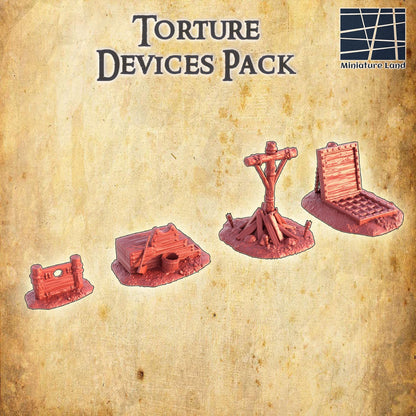 Torture Devices Pack - Tabletop Terrain - 28 MM, Tabletop 3D Printed Terrain by MiniatureLand, Perfect for Wargaming and RPGs