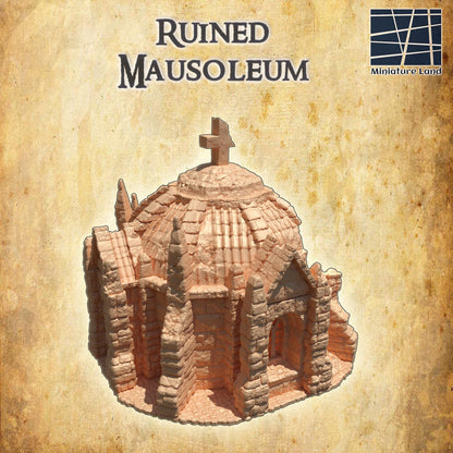 Ruined Mausoleum - Tabletop Terrain - 32MM, 28 MM, Tabletop 3D Printed Terrain by MiniatureLand, Perfect for Wargaming and RPGs