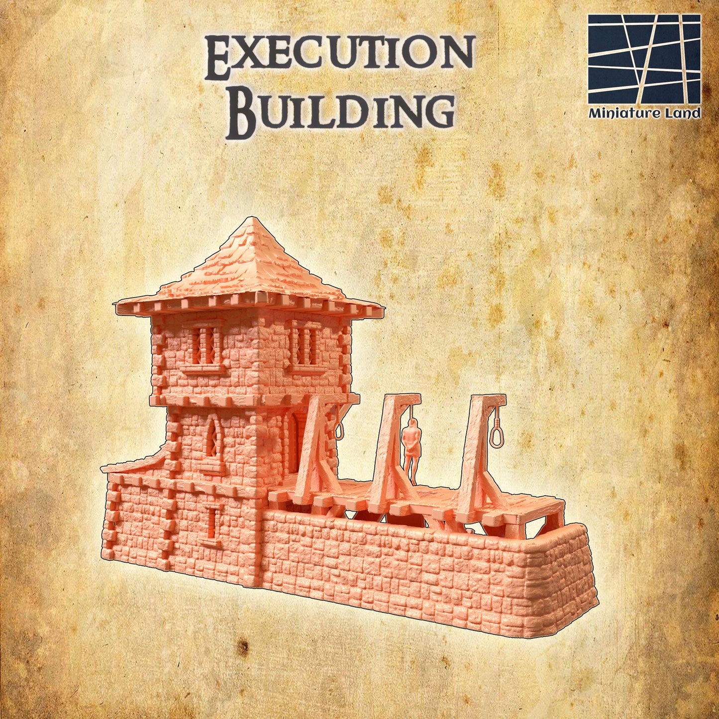 Execution Building - Tabletop Terrain - 28 MM, Tabletop 3D Printed Terrain by MiniatureLand, Perfect for Wargaming and RPGs